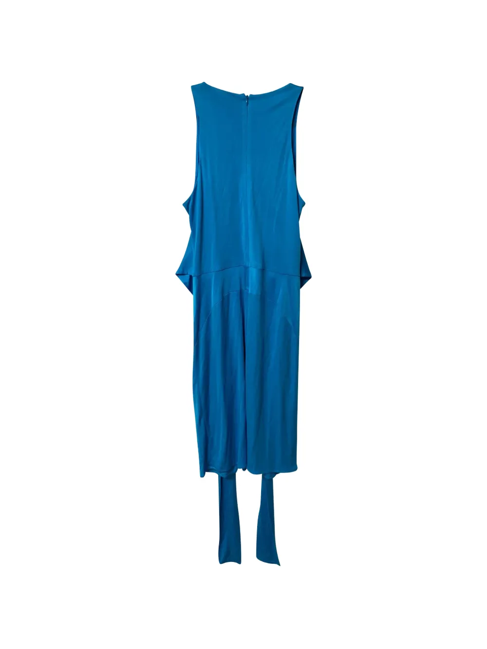 Draped-Belt Scoop-Neck Dress