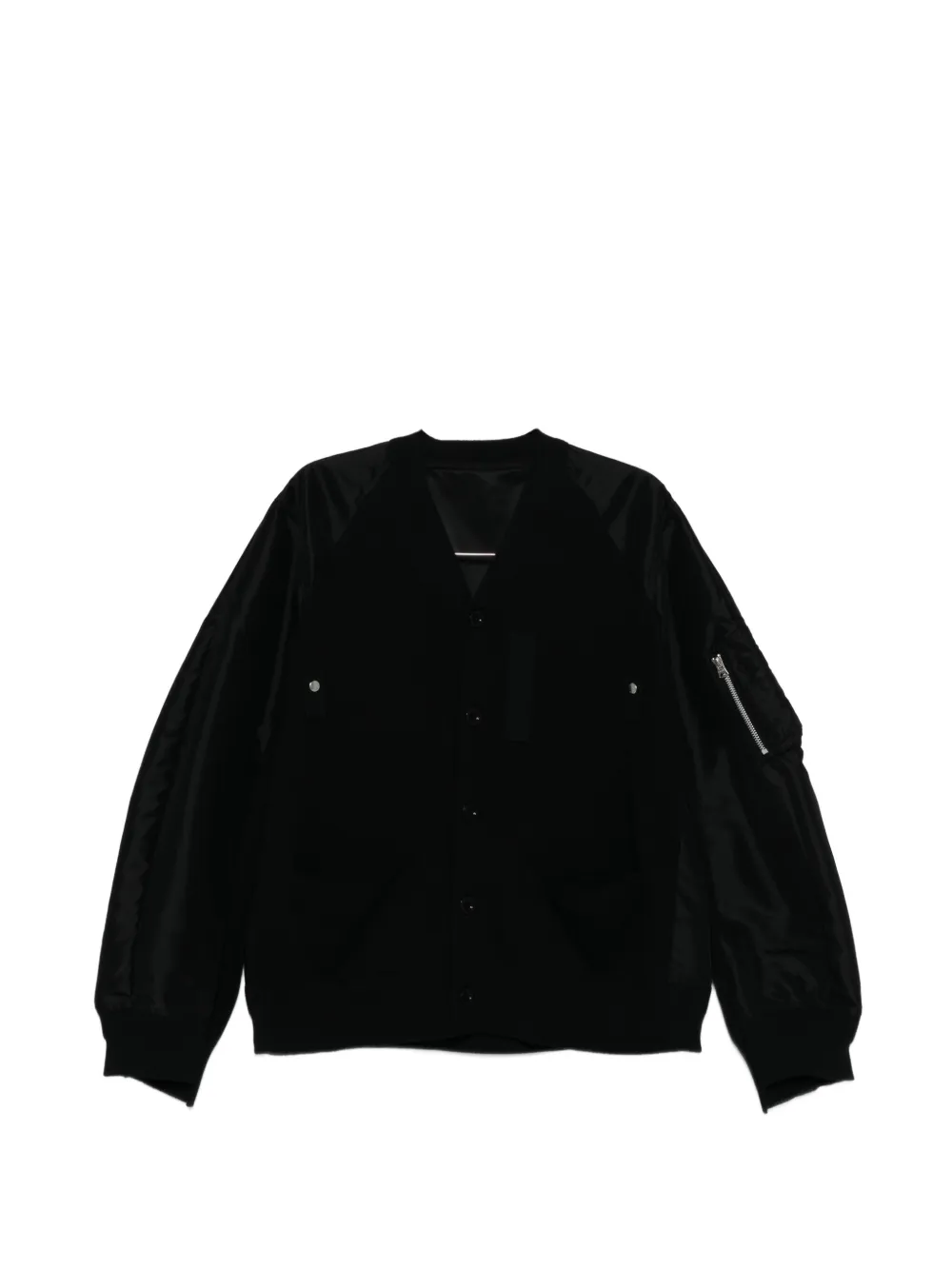 Sacai Zip Cotton Jacket In Black