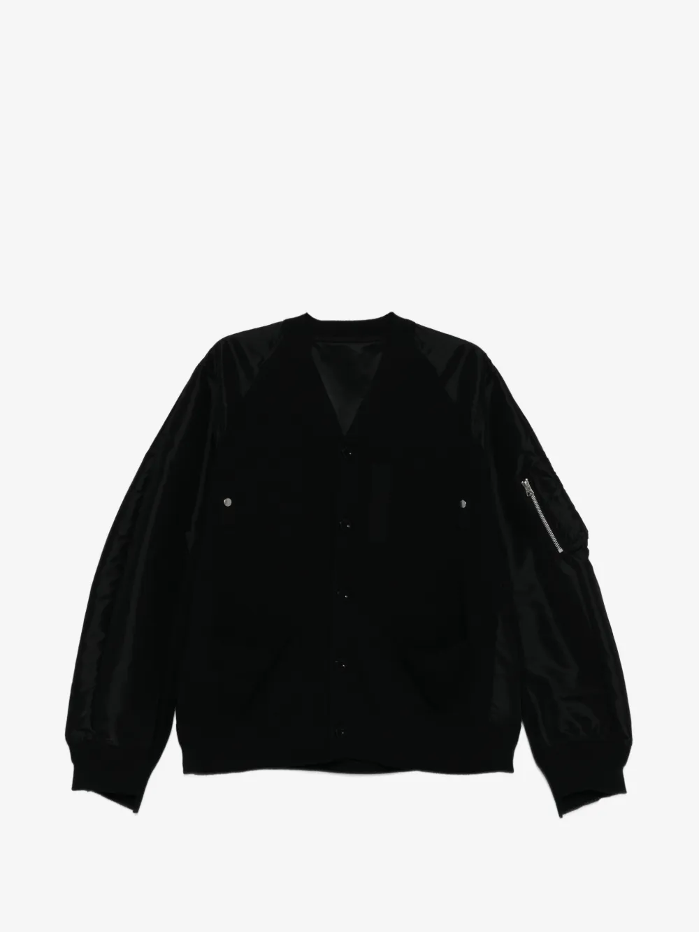 sacai zip cotton jacket | Black | Image 1