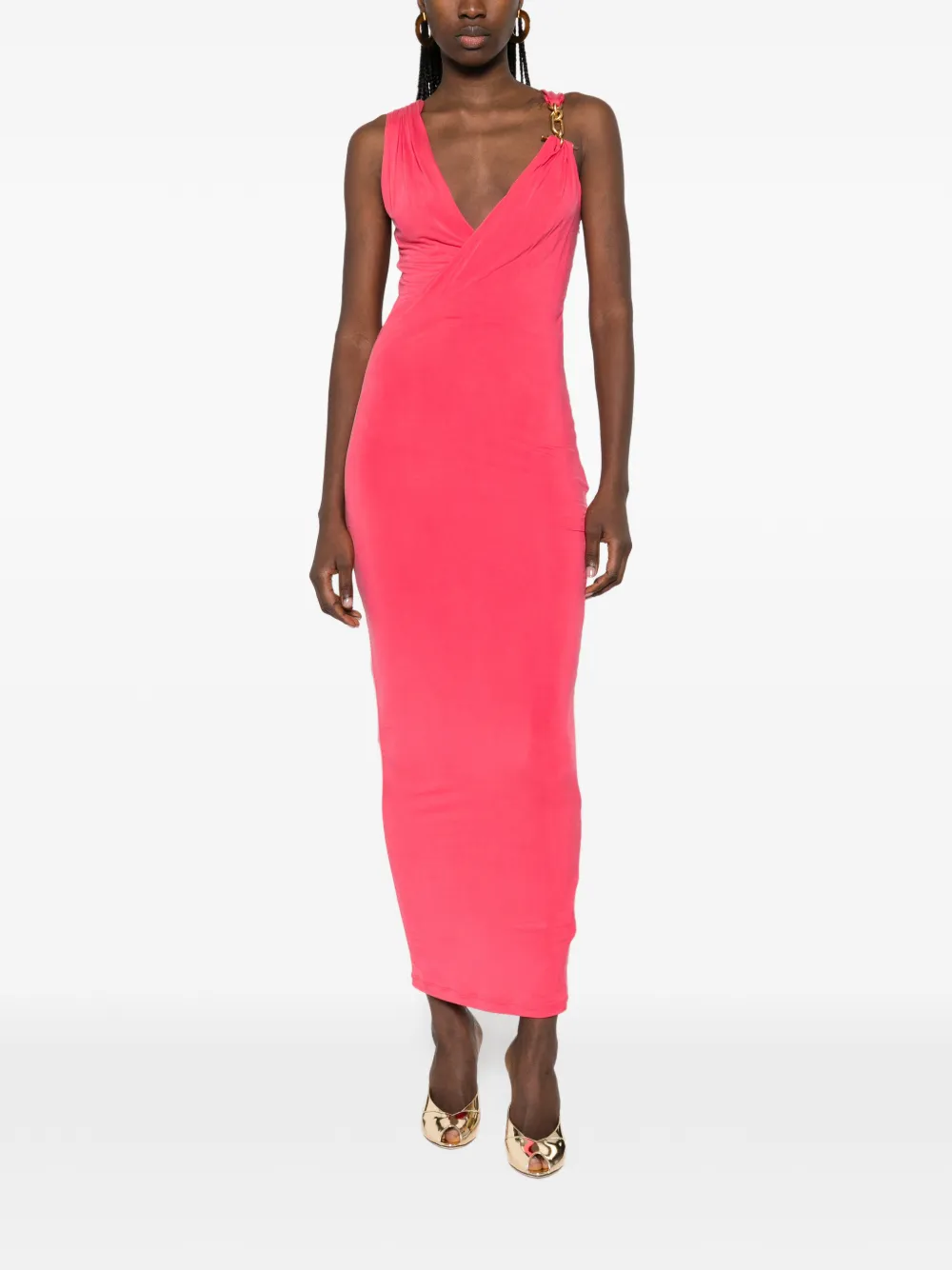  Balmain Draped-effect Sleeveless Dress - Pink 