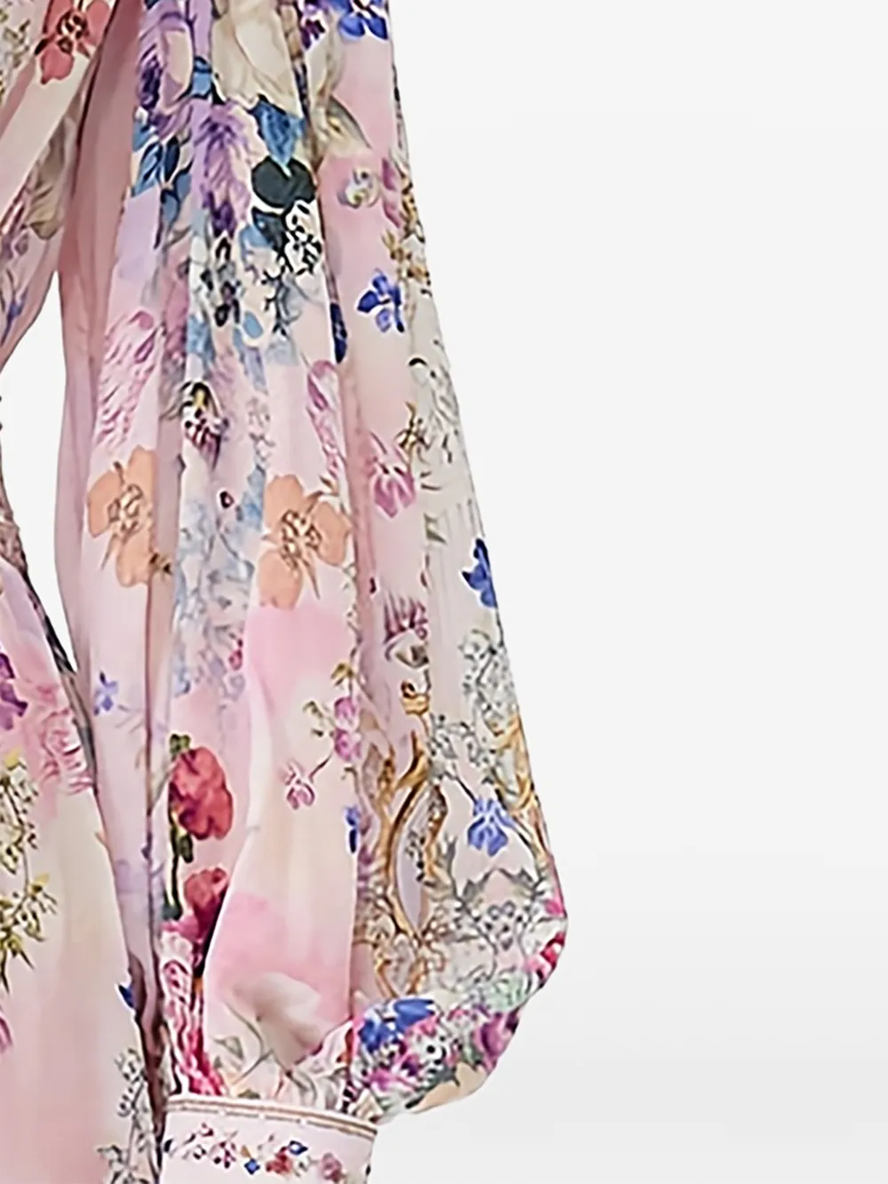  Camilla Button Frill Floral Midi Dress - Pink 