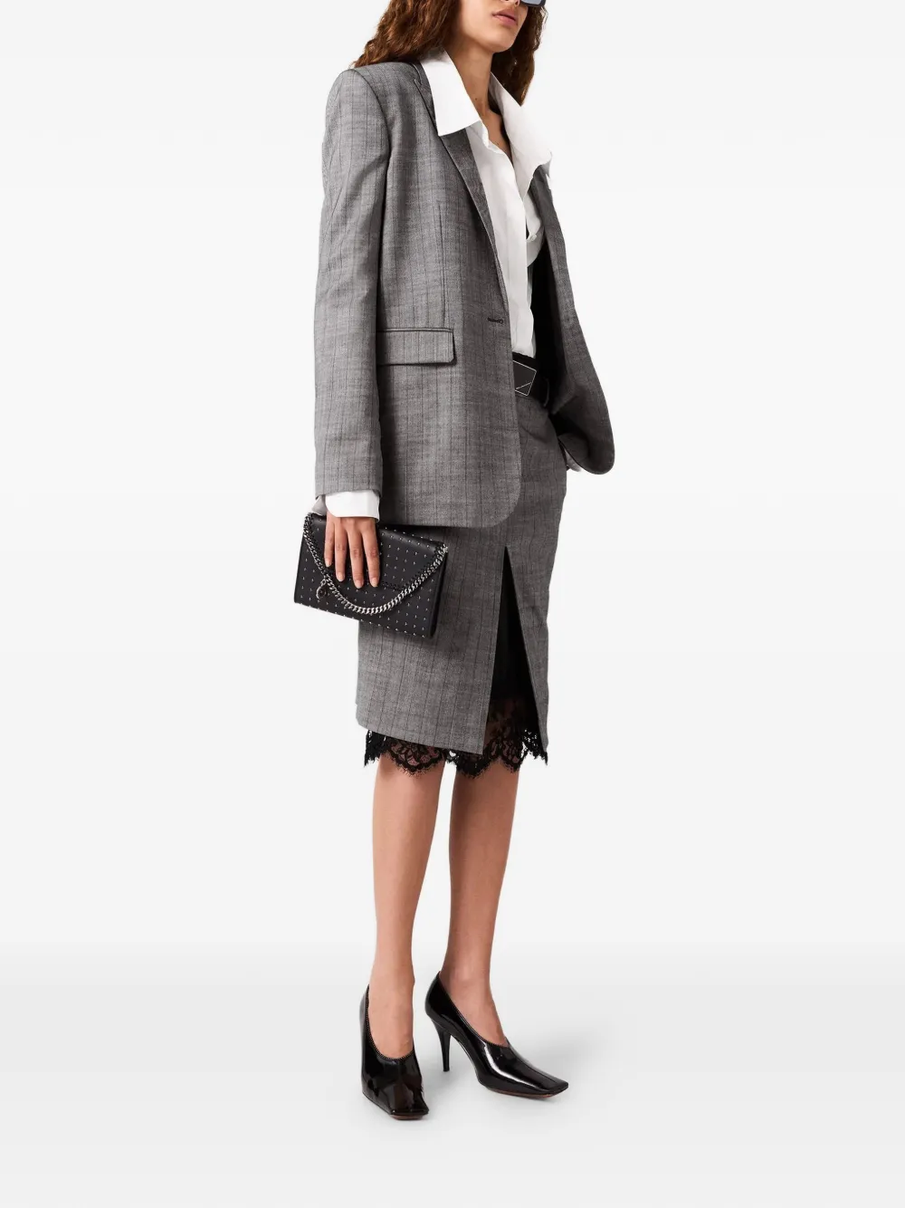  Stella Mccartney Grisaille Lace Midi Skirt - Grey 
