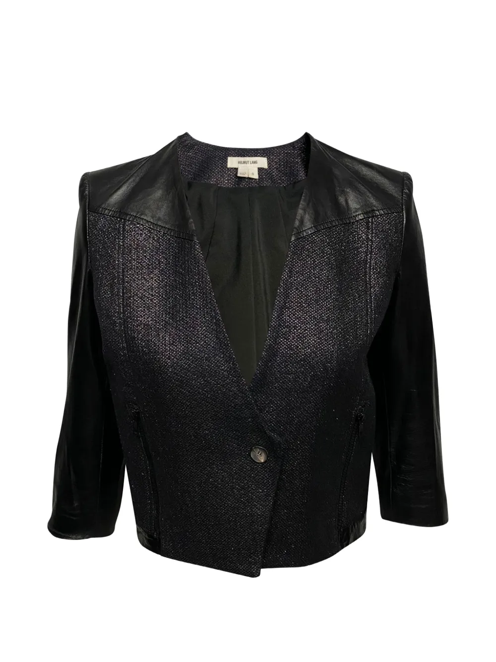 Pre-owned Helmut Lang Textured Cropped Jacket In Black