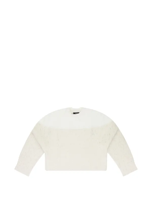 Amiri Drop Needle Crewneck Knitted Top in Neutrals