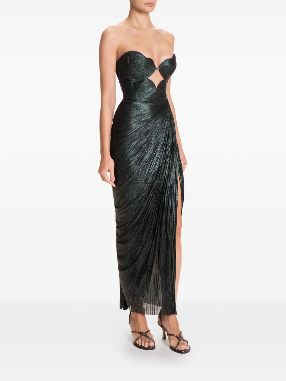 Maria Lucia Hohan Amisha strapless jurk met uitgesneden details Groen