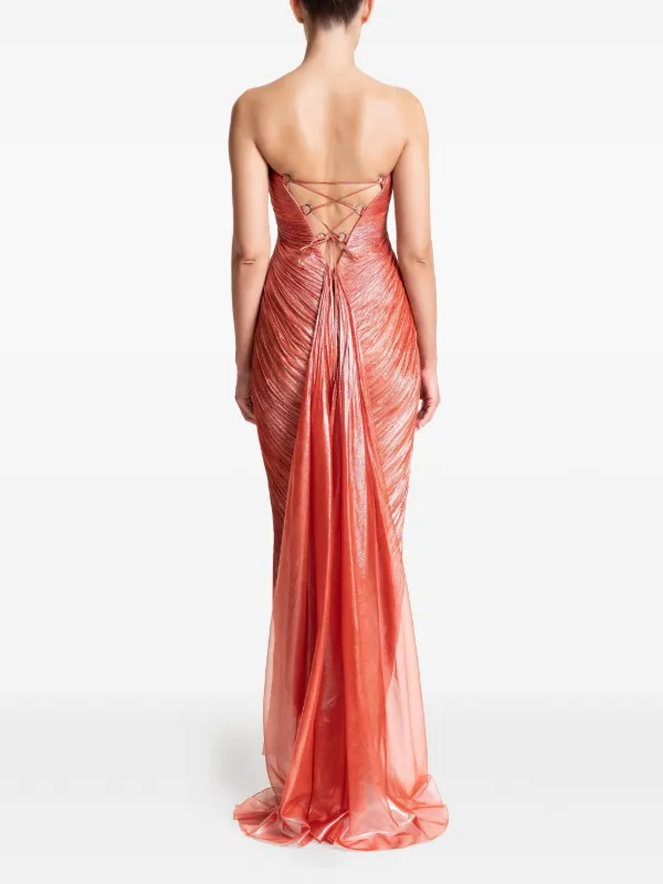 maria lucia hohan orange dress Maria Lucia Hohan Victoria Ruched Maxi Dress | Orange