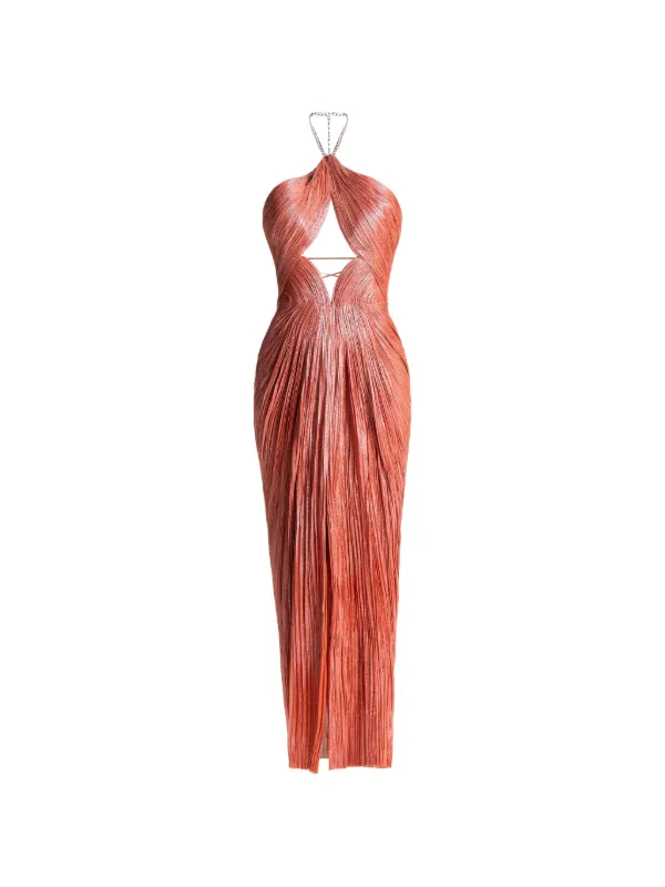 red button midi dress The Courogen Button-Up Eyelet Midi Dress in Red