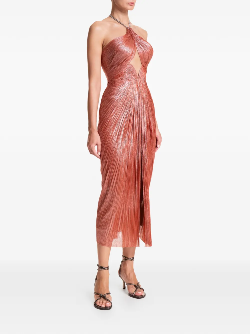 Maria Lucia Hohan Adriana midi-jurk met uitgesneden details Oranje