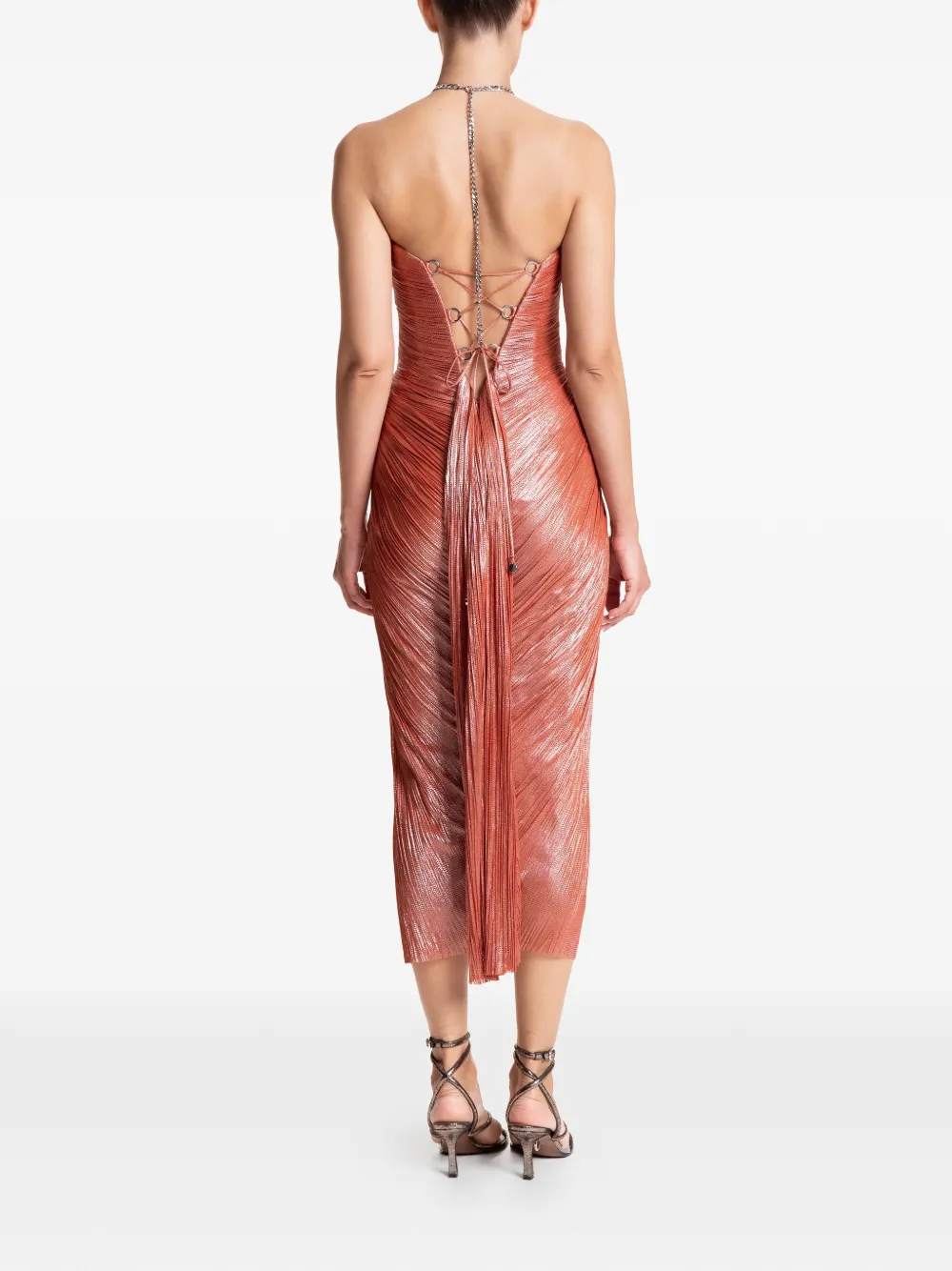 Maria Lucia Hohan Adriana midi-jurk met uitgesneden details Oranje