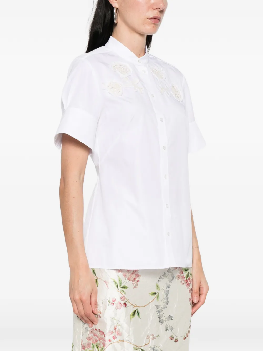  Erdem Appliqué Short-sleeve Shirt - White 