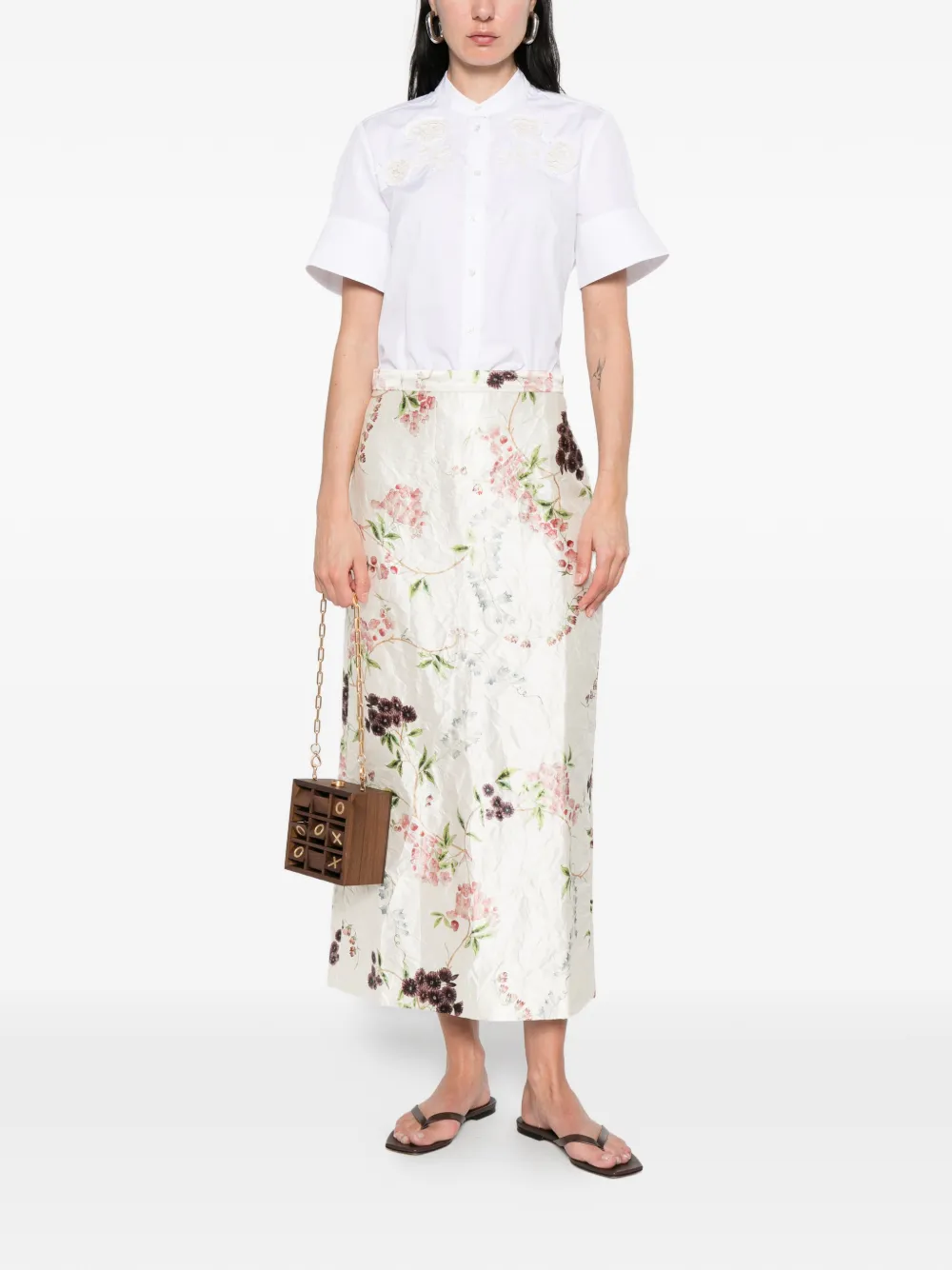  Erdem Appliqué Short-sleeve Shirt - White 
