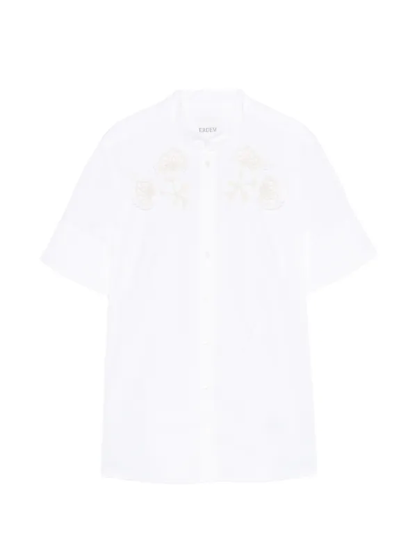 Erdem Appliqué Short-sleeve Shirt in White