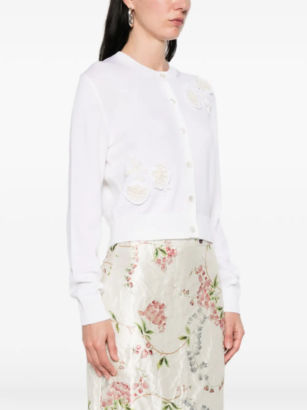  Erdem Appliqué Cardigan - White 