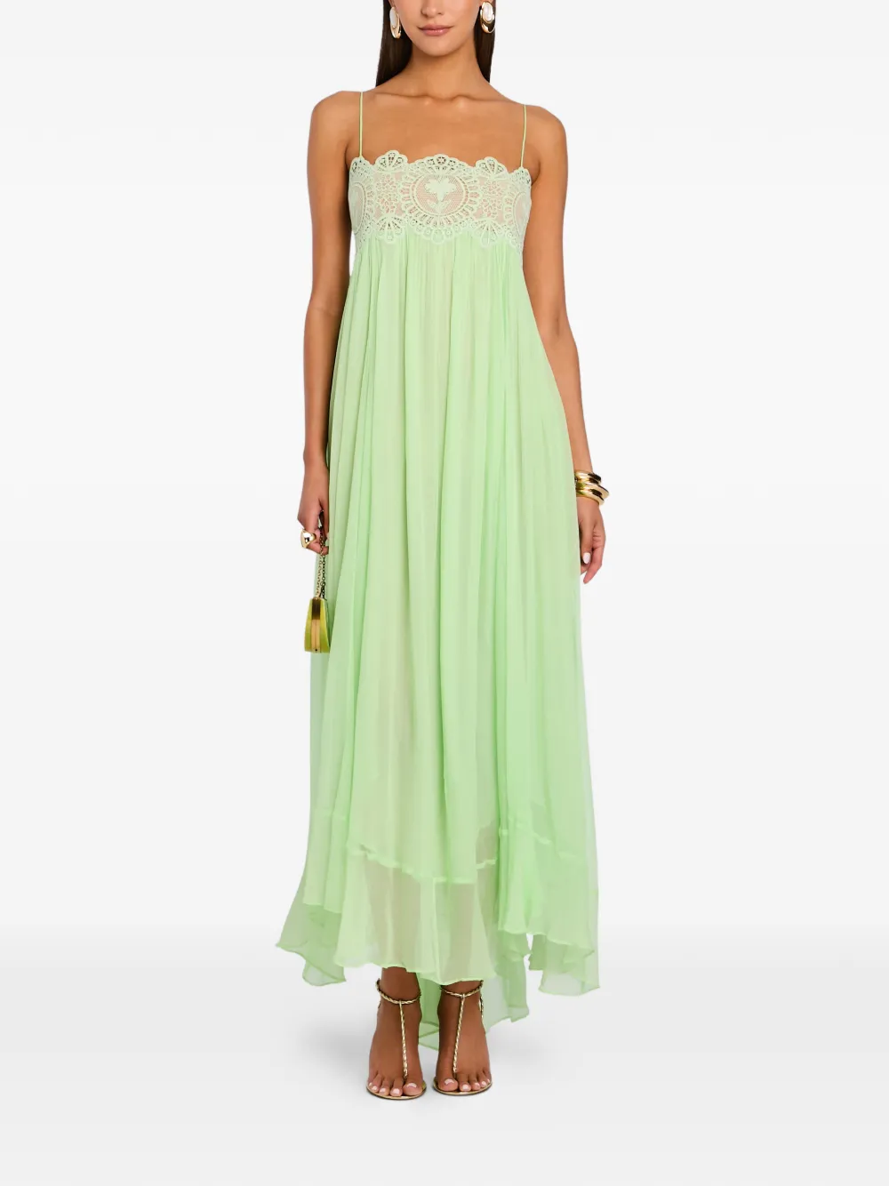 Retrofete Gypsy lace-trimmed dress - Green