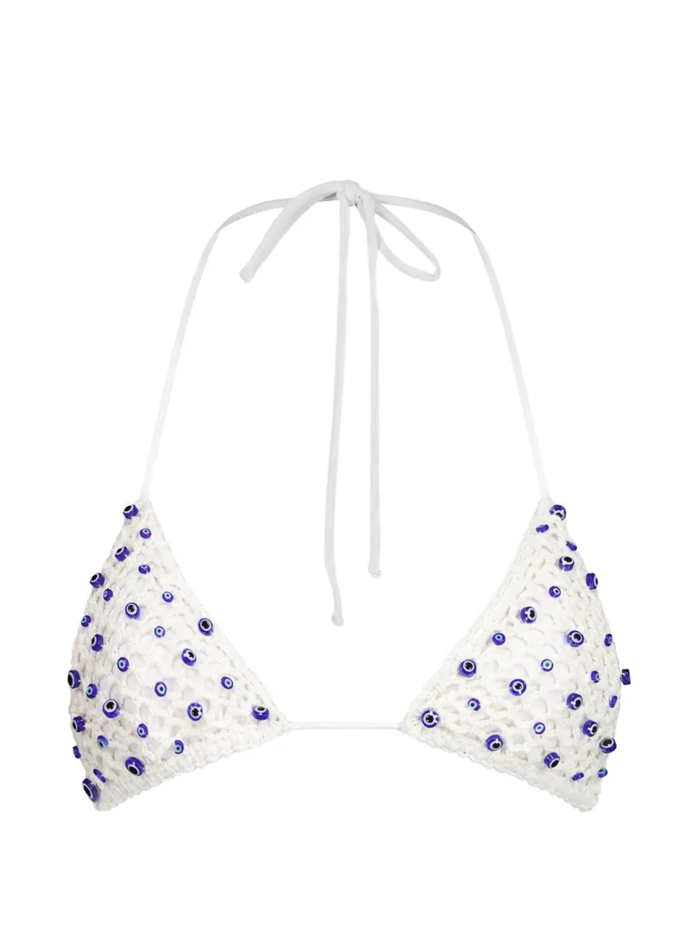 Leslie Amon Evil Eye crochet bikini top - Bianco
