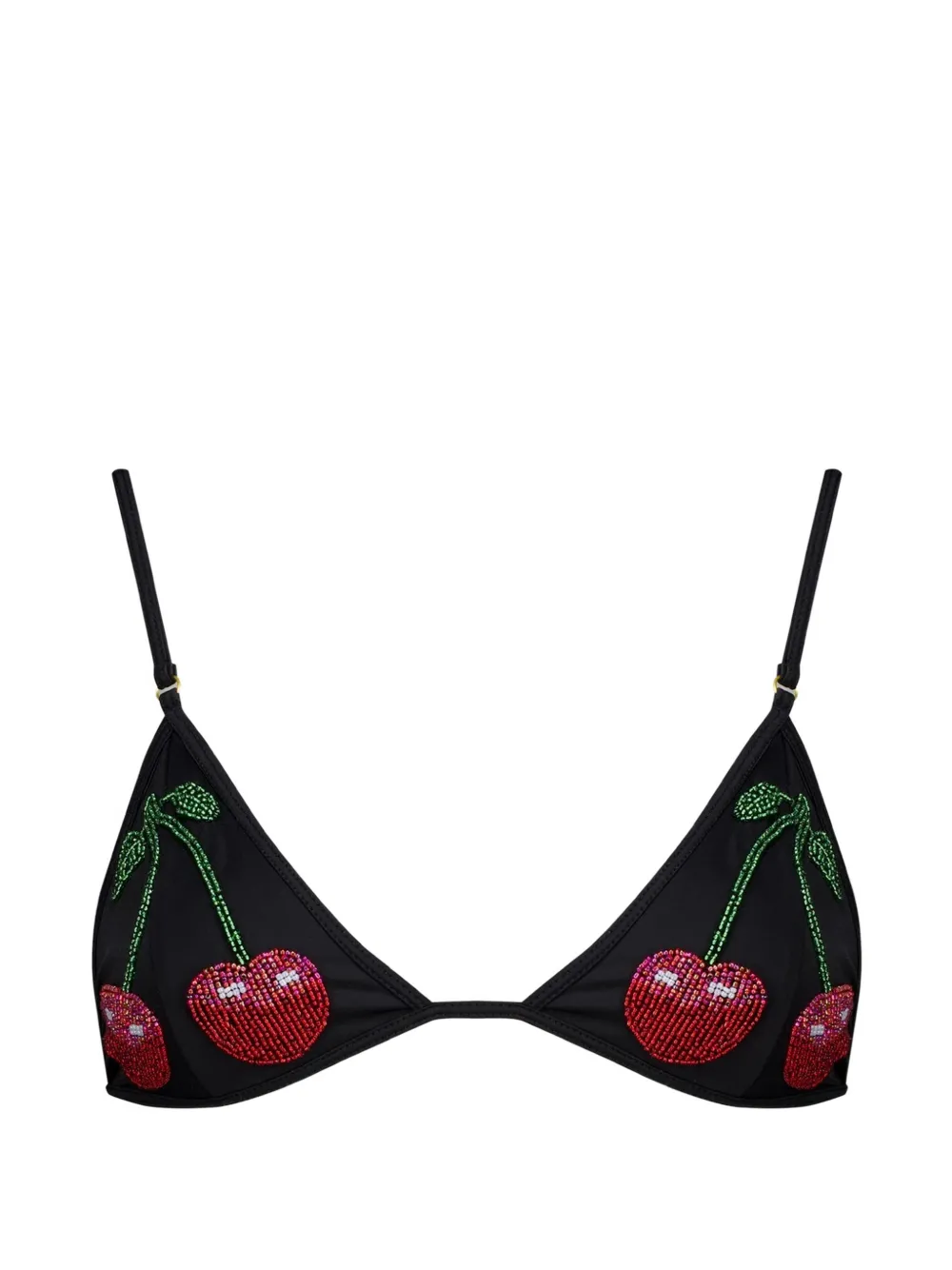 Leslie Amon La Cerise bead-embellished bikini top - Nero