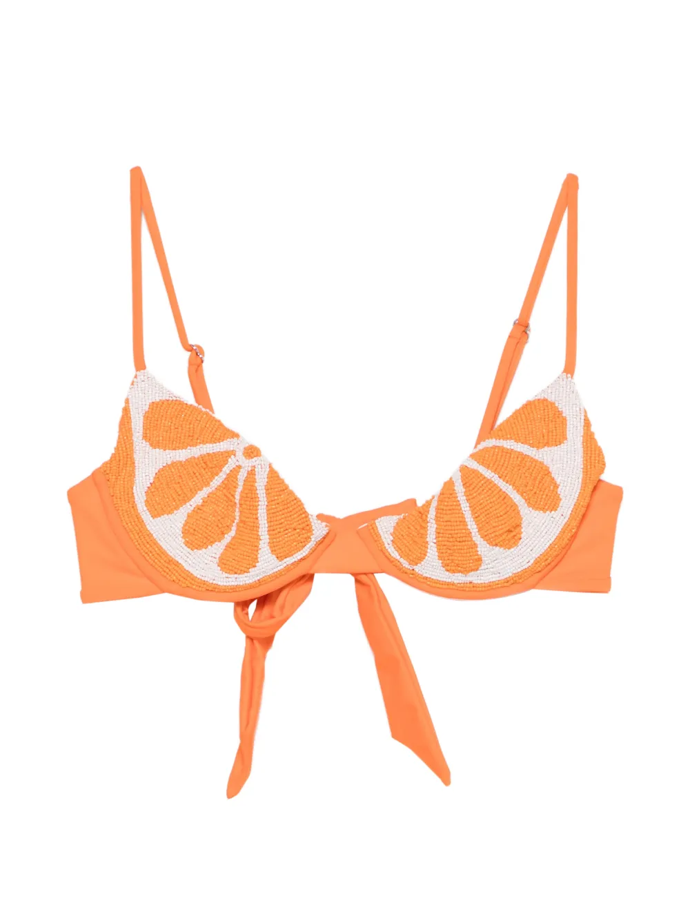 Leslie Amon Orange Slice bead-embellished bikini top - Arancione