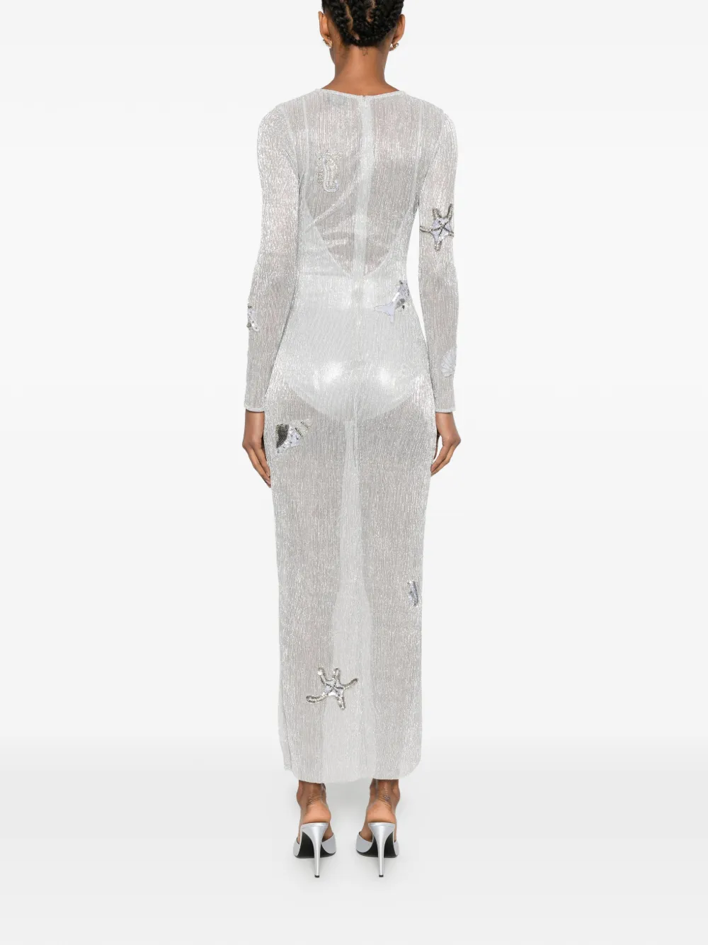 Leslie Amon Sea maxi-dress met schelpenpatch Grijs