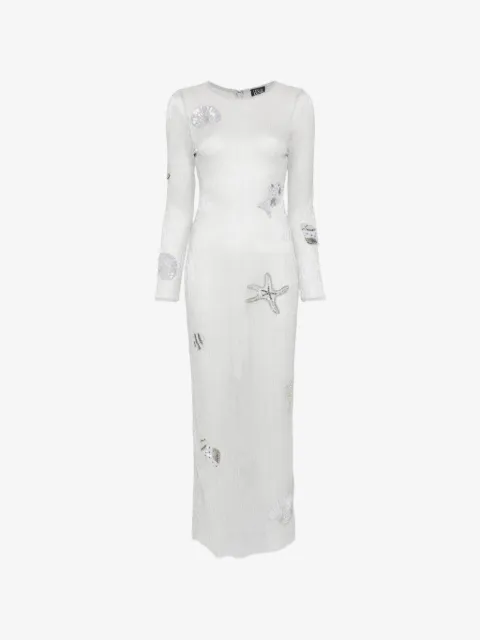 Leslie Amon Sea shell-patch maxi dress