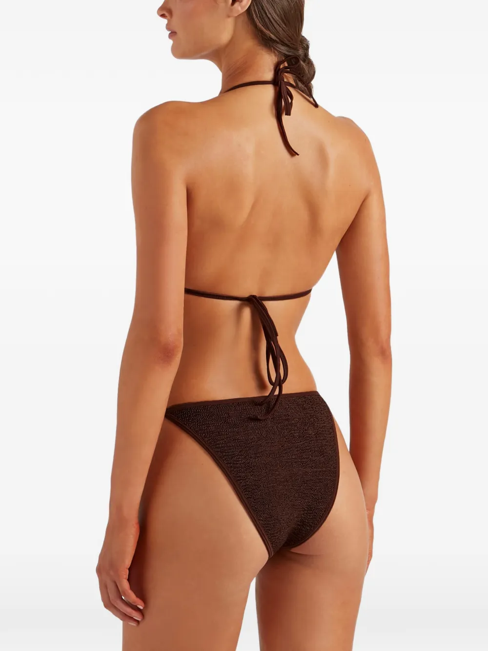 Hunza G Gina bikini verfraaid met kralen en gekreukt effect Bruin