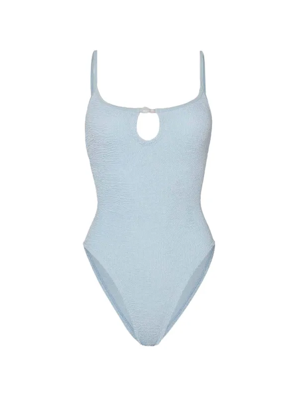 Hunza G Mia Beaded One Piece - Metallic Ice Blue