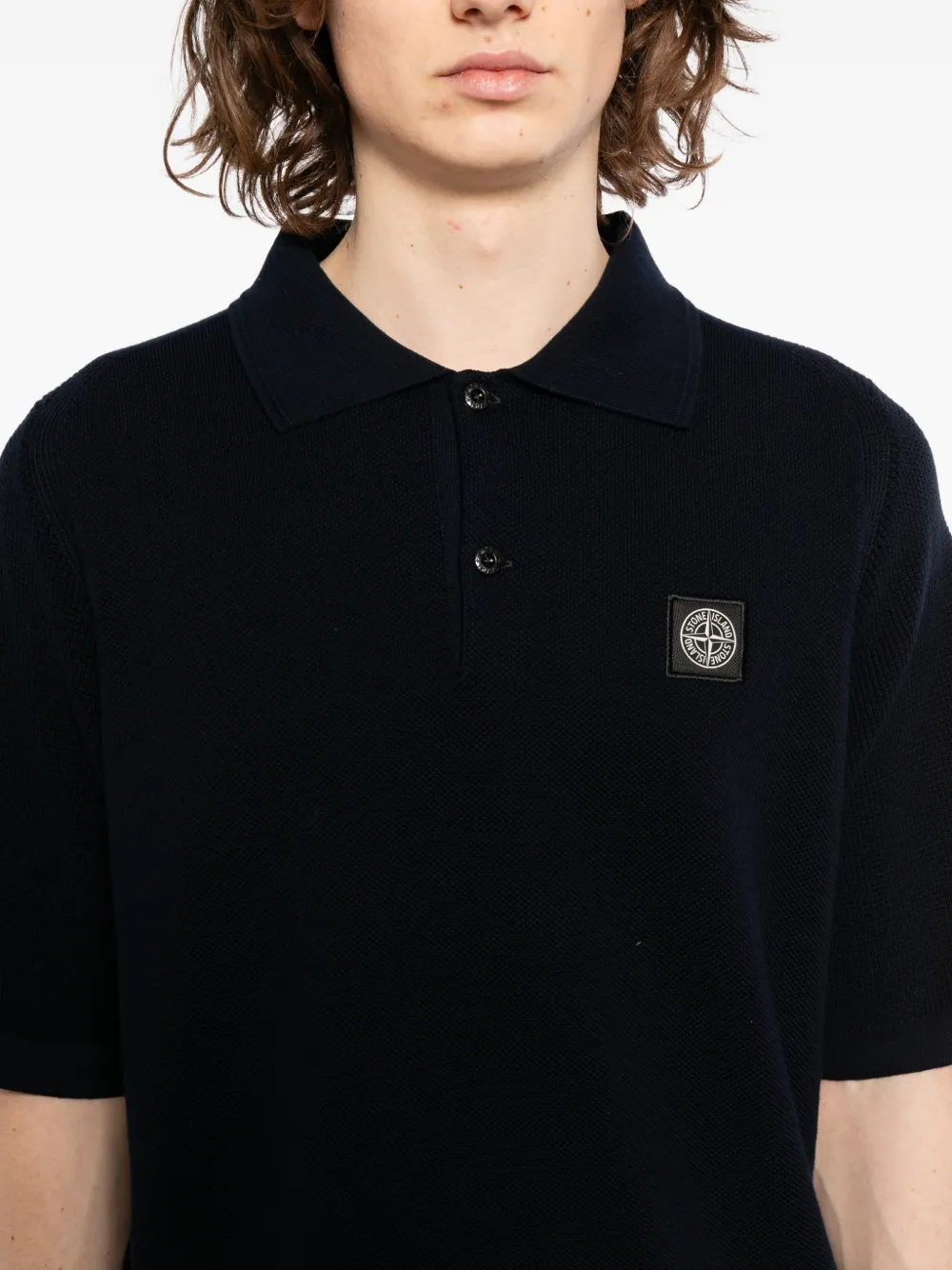 Stone Island Poloshirt met knopen Blauw