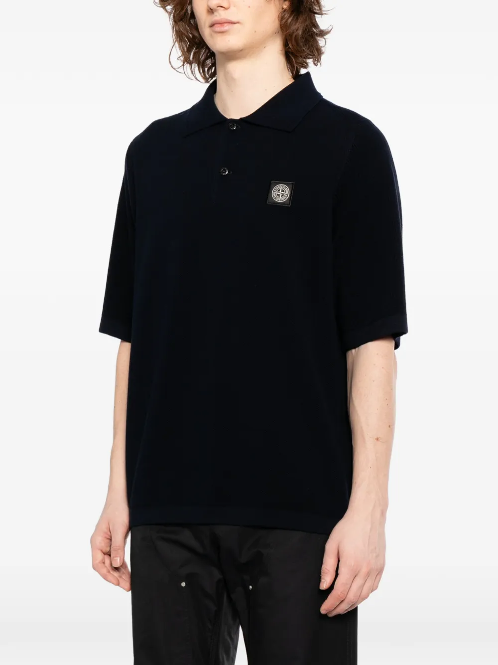 Stone Island Poloshirt met knopen Blauw