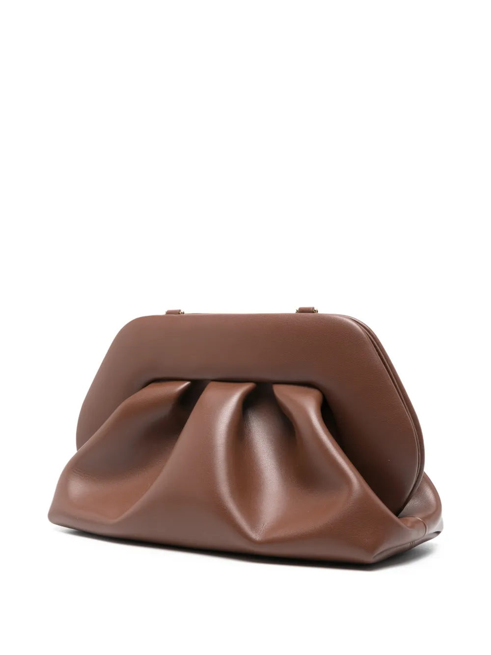  Themoirè Ruched Handle Clutch Bag - Brown 