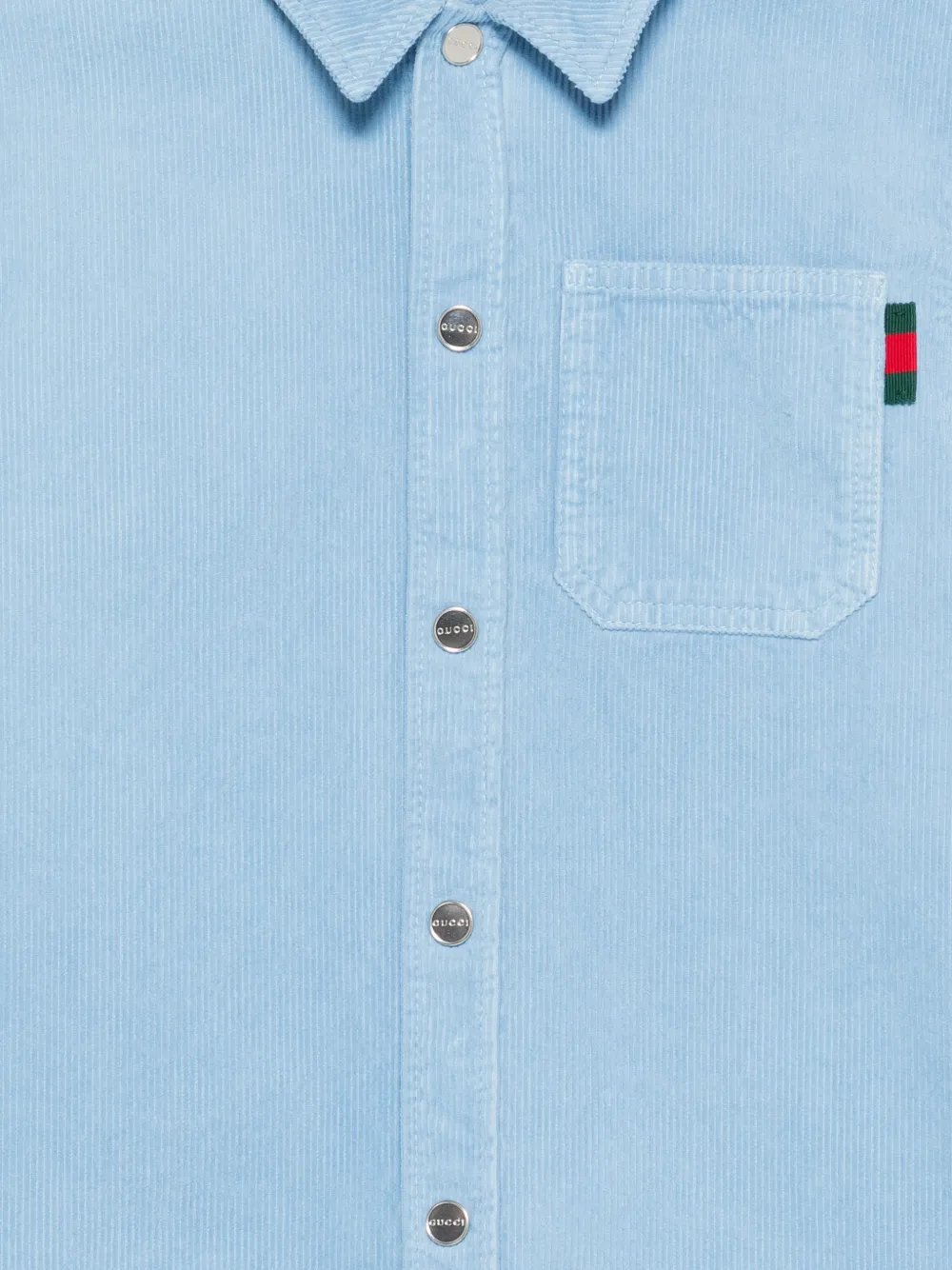 Gucci Kids Ribfluwelen shirt met logopatch Blauw