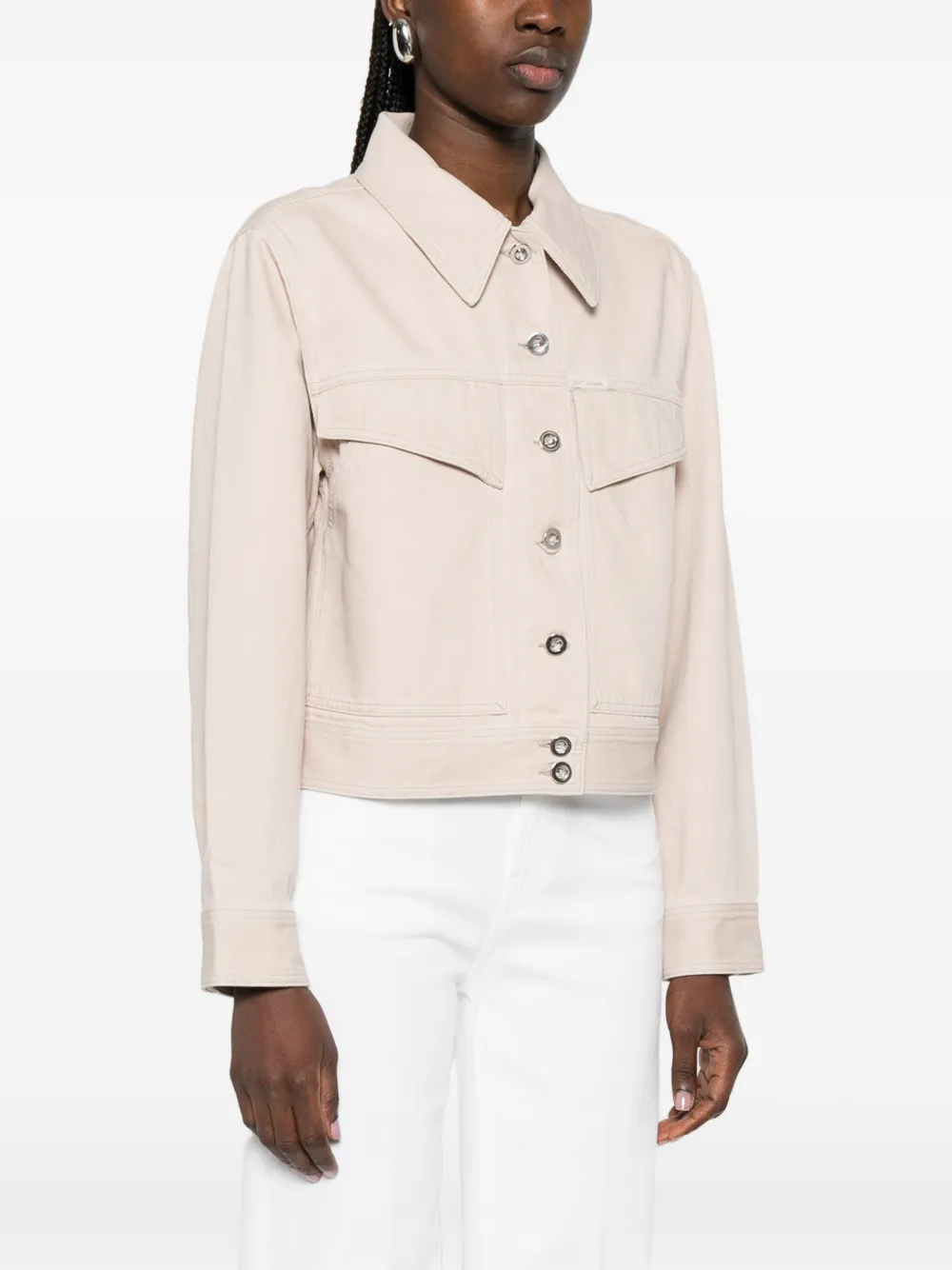  Closed Button-fastening Pocket Jacket - Neutrals 