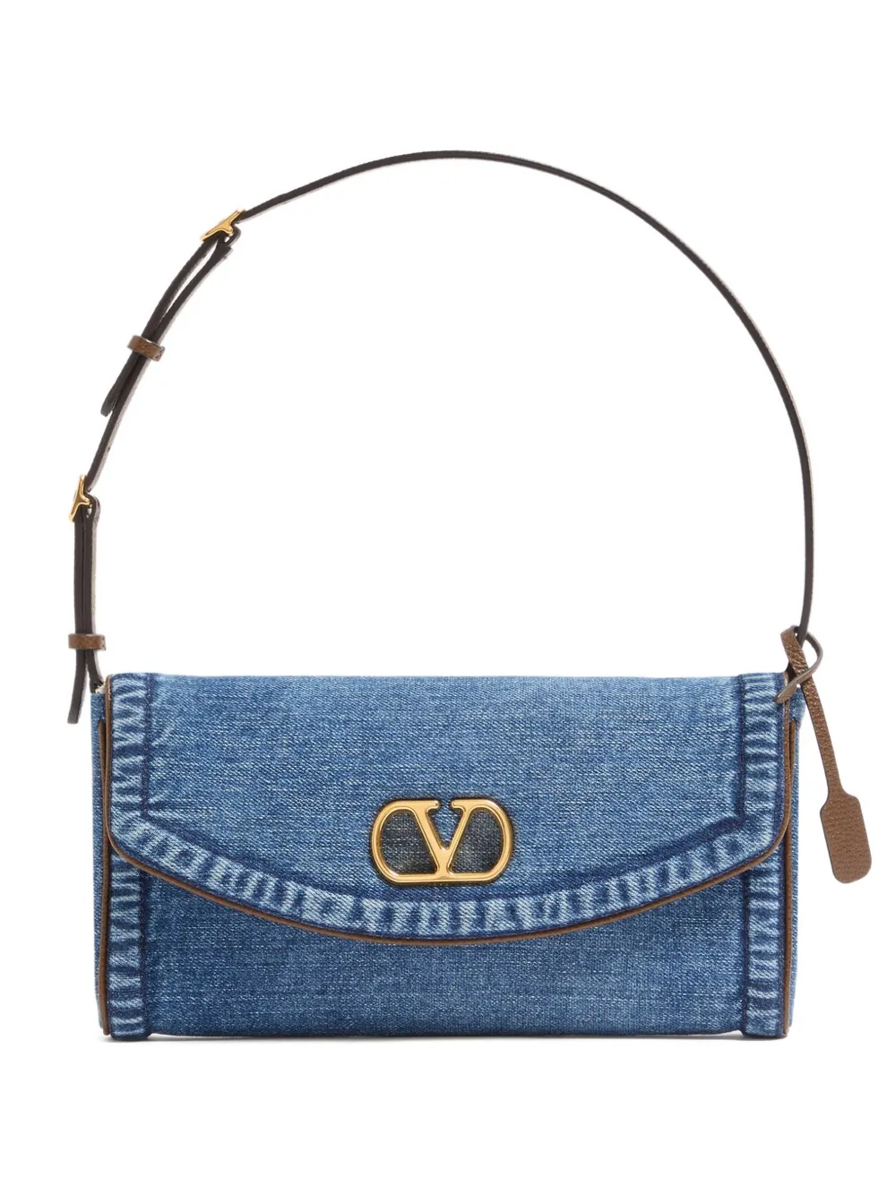 Valentino Garavani small DeVain denim shoulder bag - Blue