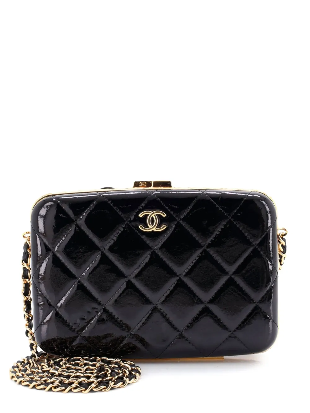 CHANEL Pre-Owned Framed Box with Chain Quilted Patent Small clutch bag - Nero