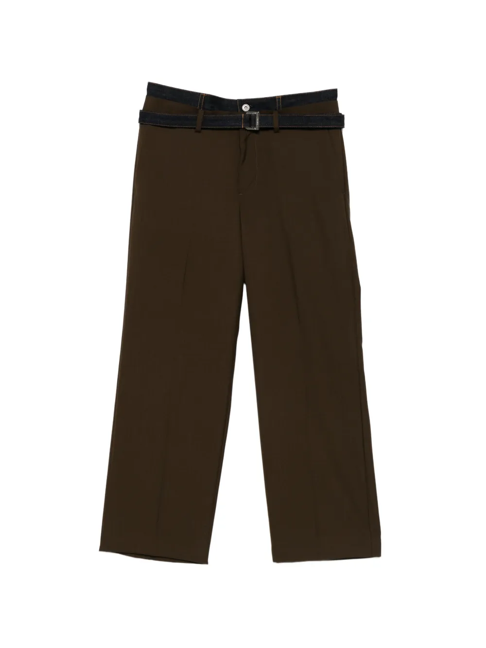 Sacai Belted Trousers In Brown