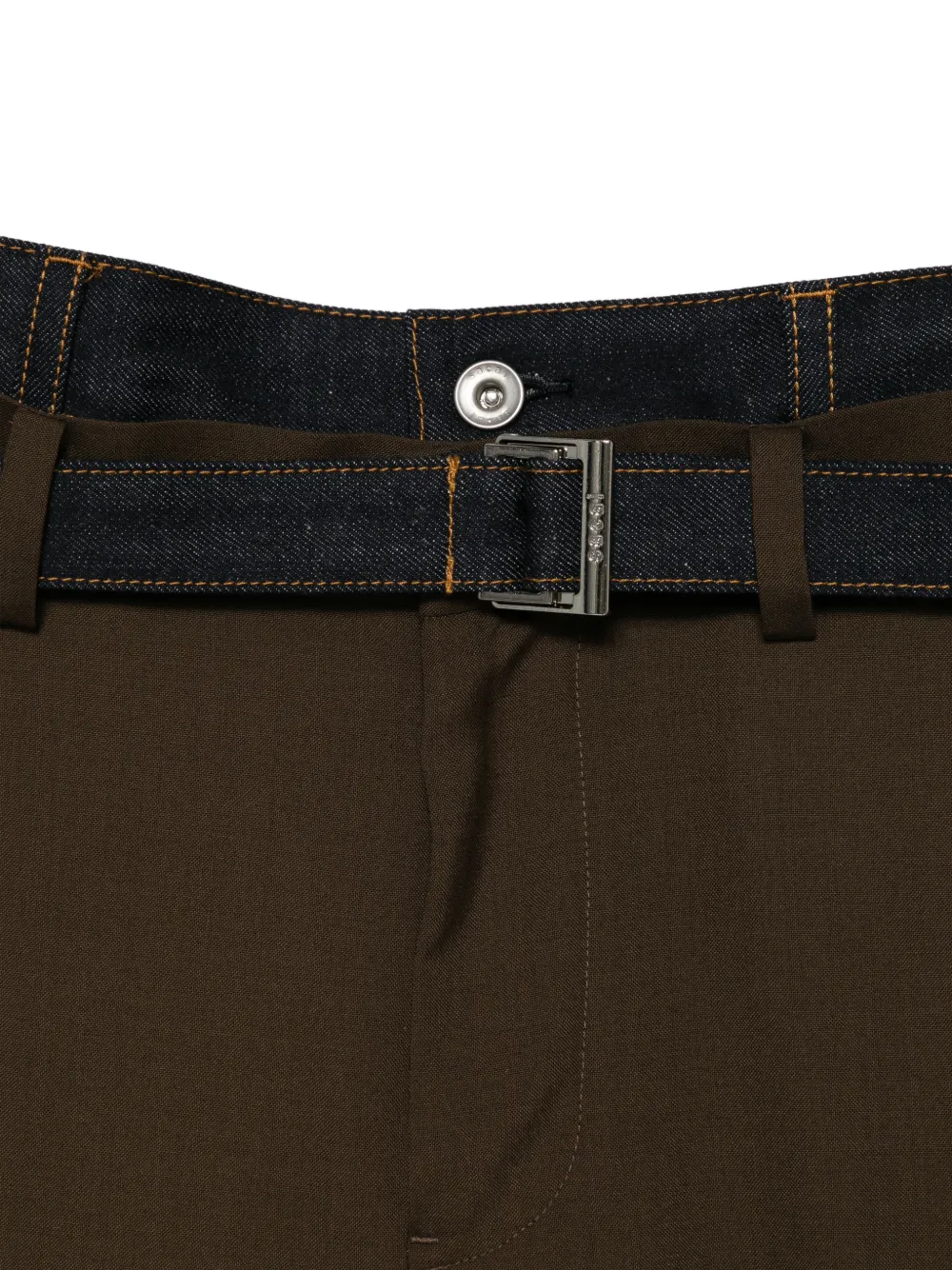  Sacai Belted Trousers - Brown 