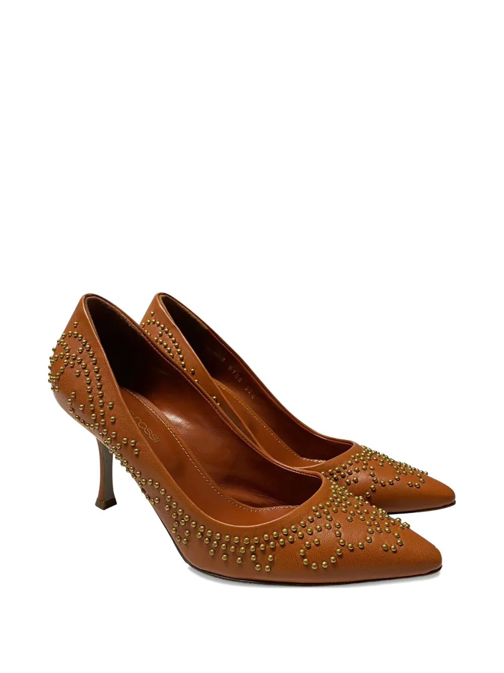 Sergio Rossi Vintage studded leather heels - Bruin