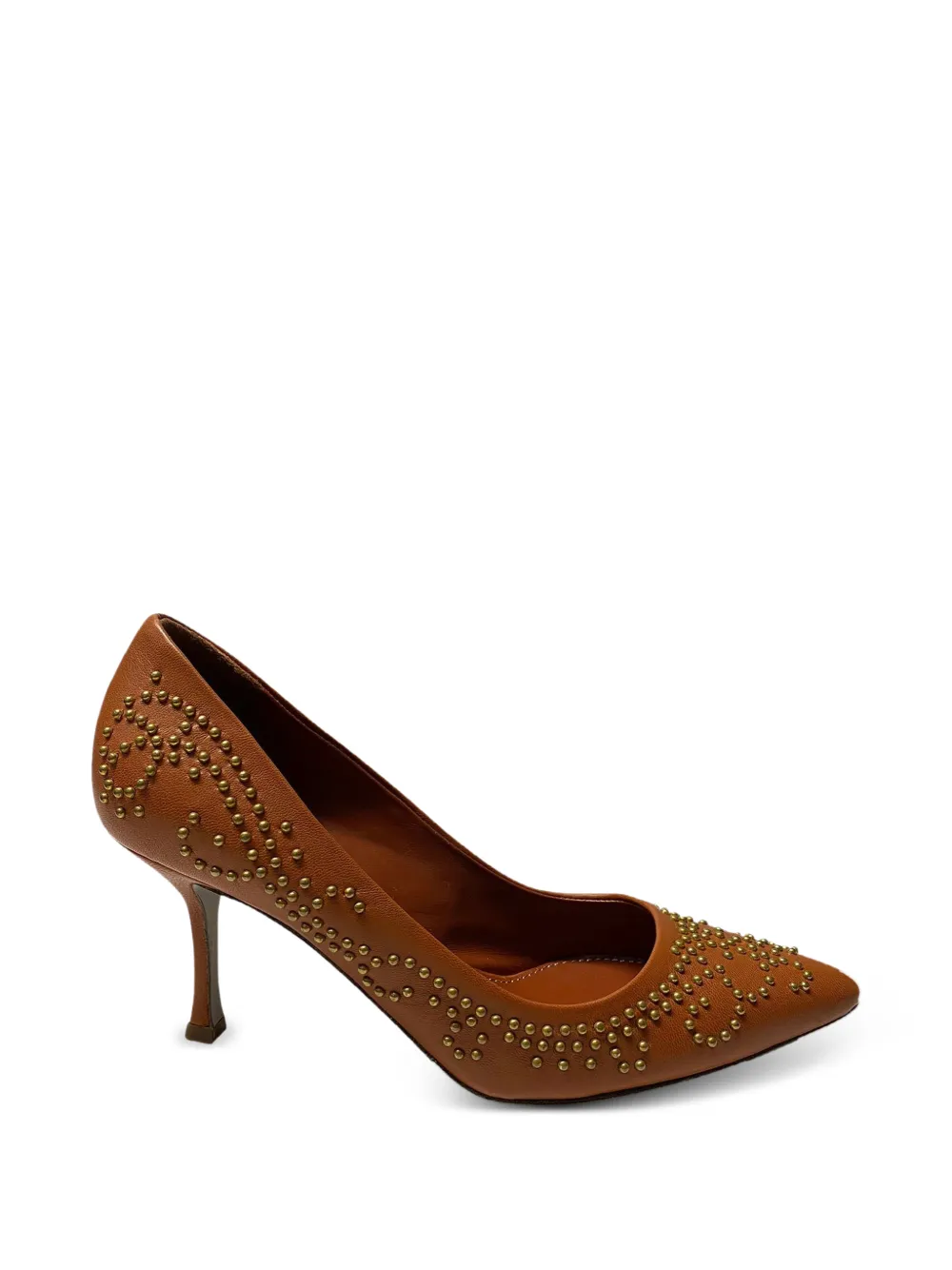 Sergio Rossi Vintage studded leather heels - Braun