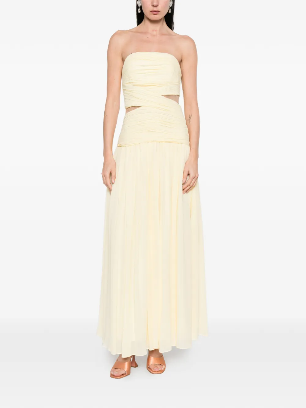  Self-portrait Strapless Maxi Dress - Yellow 