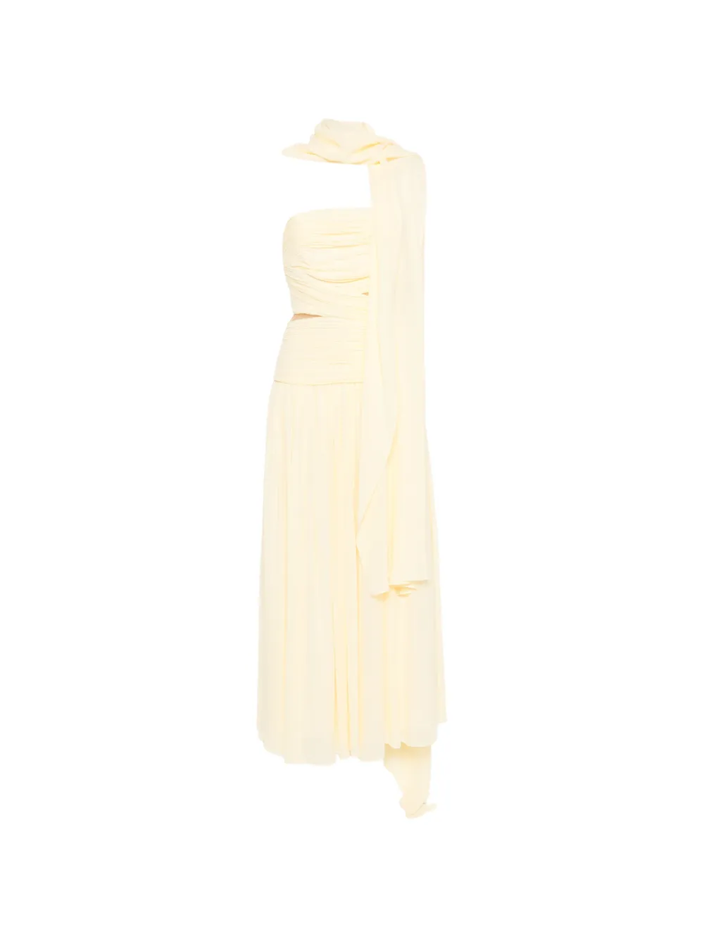 Self-Portrait square-neck scarf-detail maxi dress - Giallo