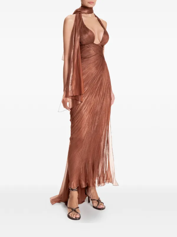 Maria Lucia Hohan Milagros Sleeveless Slit Maxi Dress | Brown | FARFETCH