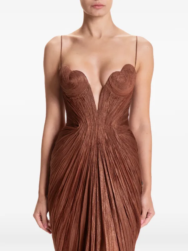 v neck brown maxi dress Long Sleeve Plunge V Neck Maxi Dress Brown