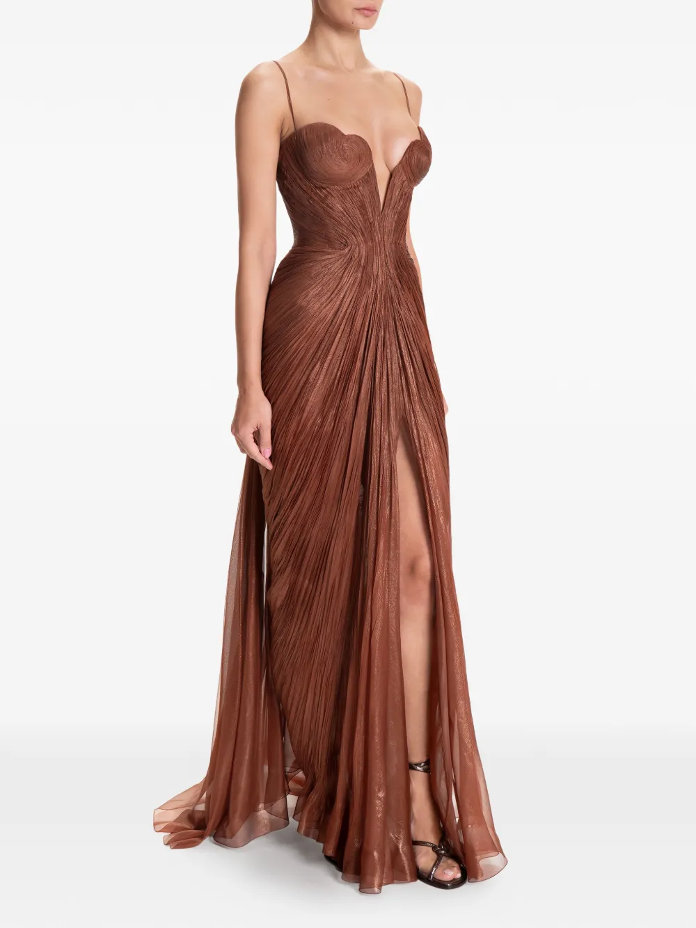 Maria Lucia Hohan Cecilia maxi-jurk met V-hals Bruin