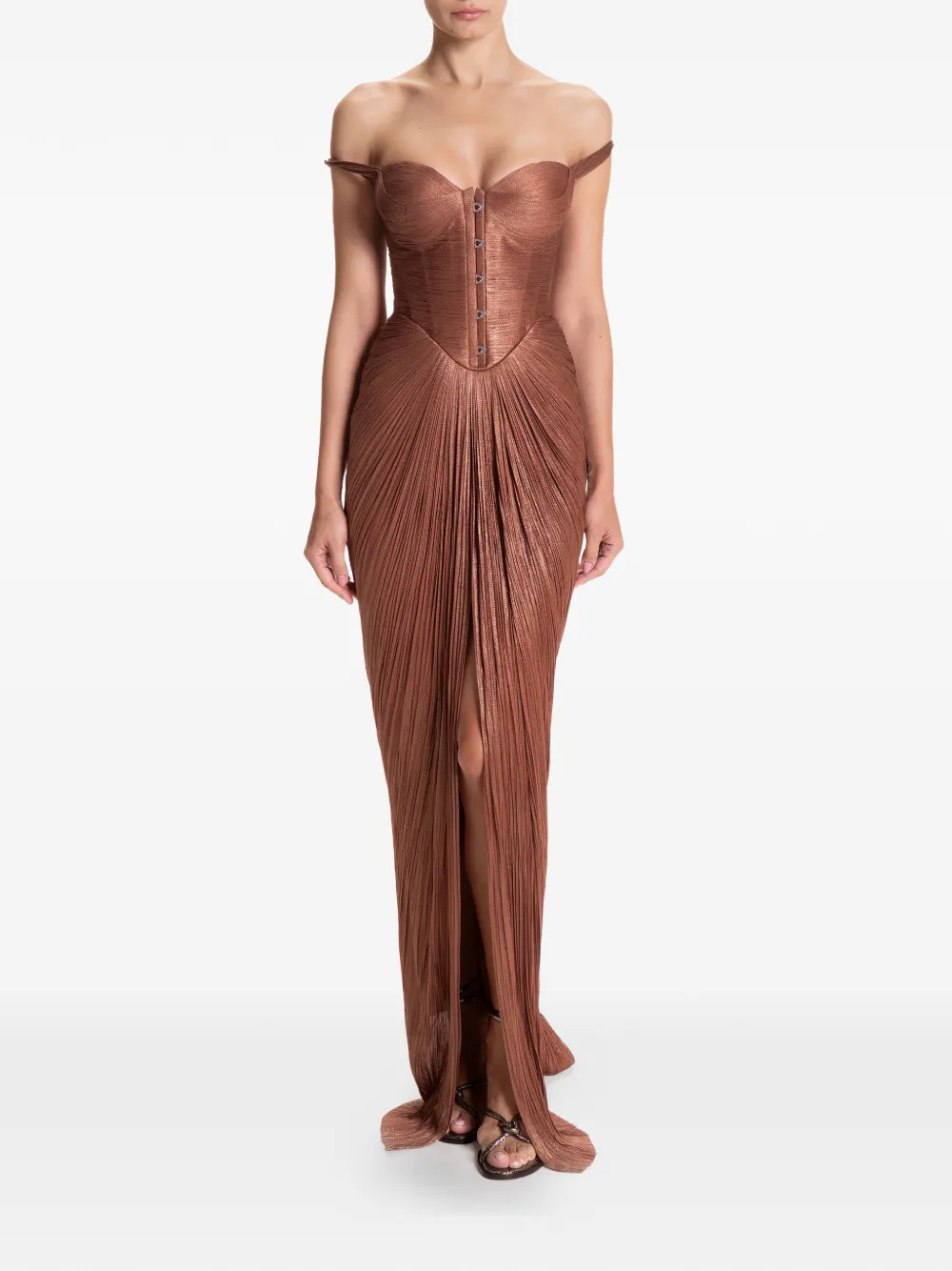 Maria Lucia Hohan Susies maxi-jurk met korset detail Bruin