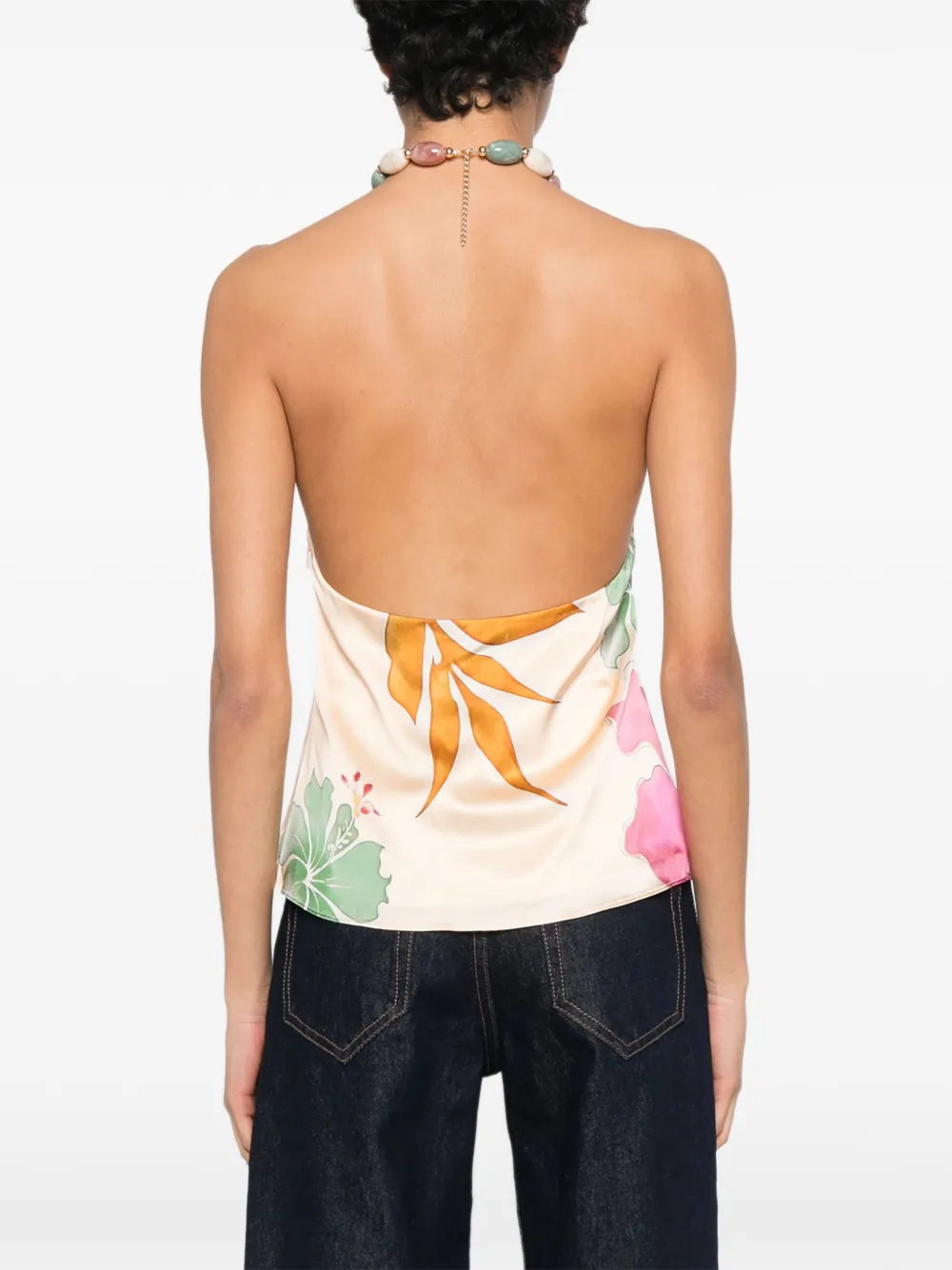 Retrofete Milani top met bloemenprint Beige