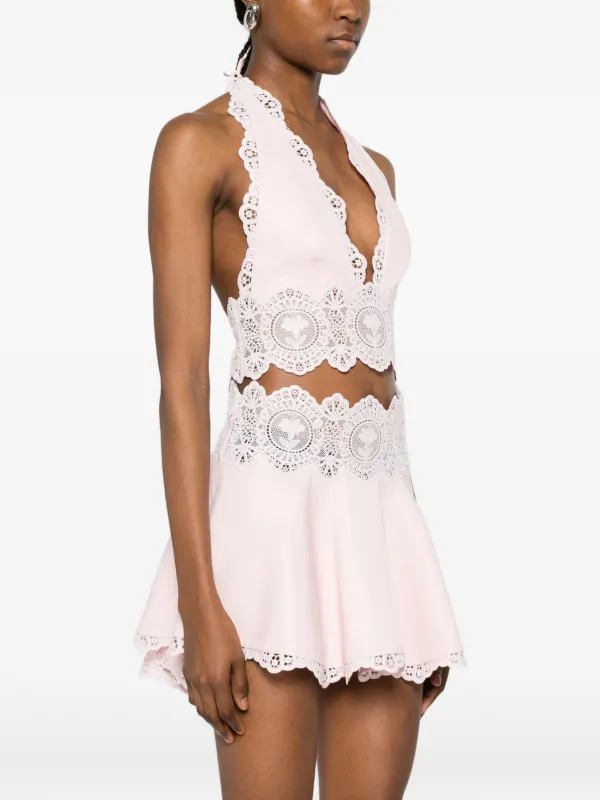 retrofete lace trim halter dress retrofete Flavio Dress in Ivory