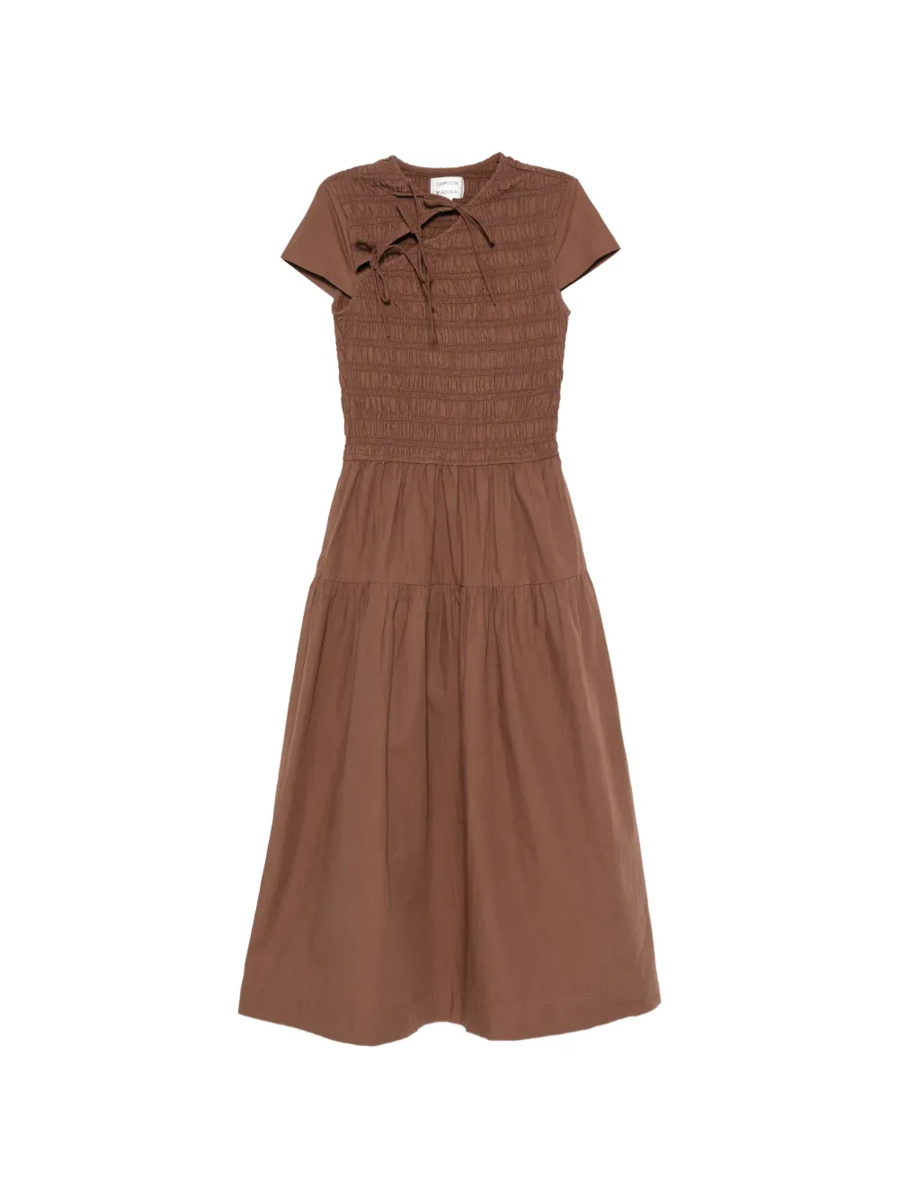 DAMSON MADDER Ebba shirred midi dress - Marrone