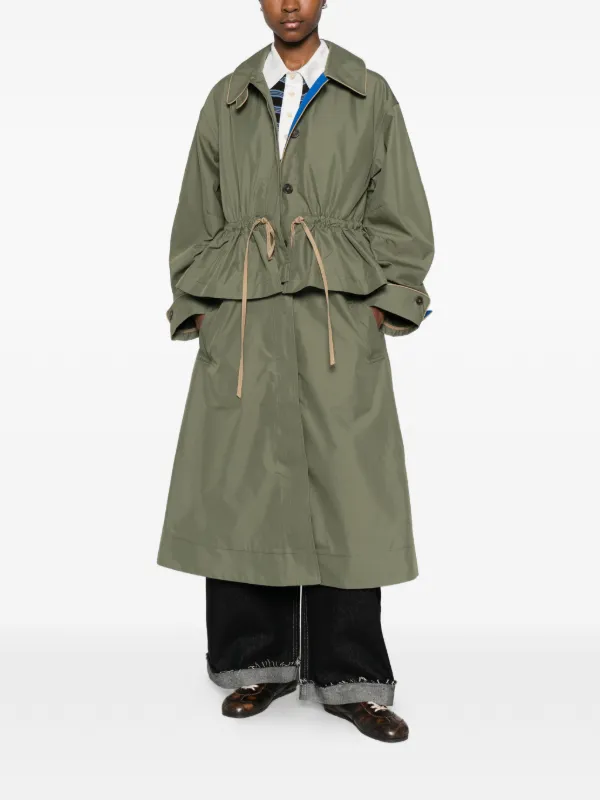 DAMSON MADDER Myrtle Ruffled Coat | Green | FARFETCH