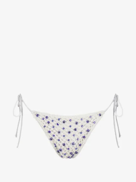 Leslie Amon Micro Eye bead-embellished crochet bikini bottoms