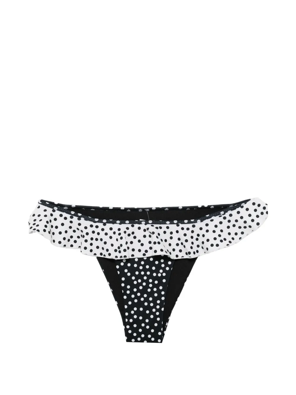 Leslie Amon Cynthia polka-dot ruffled bikini bottoms - Nero