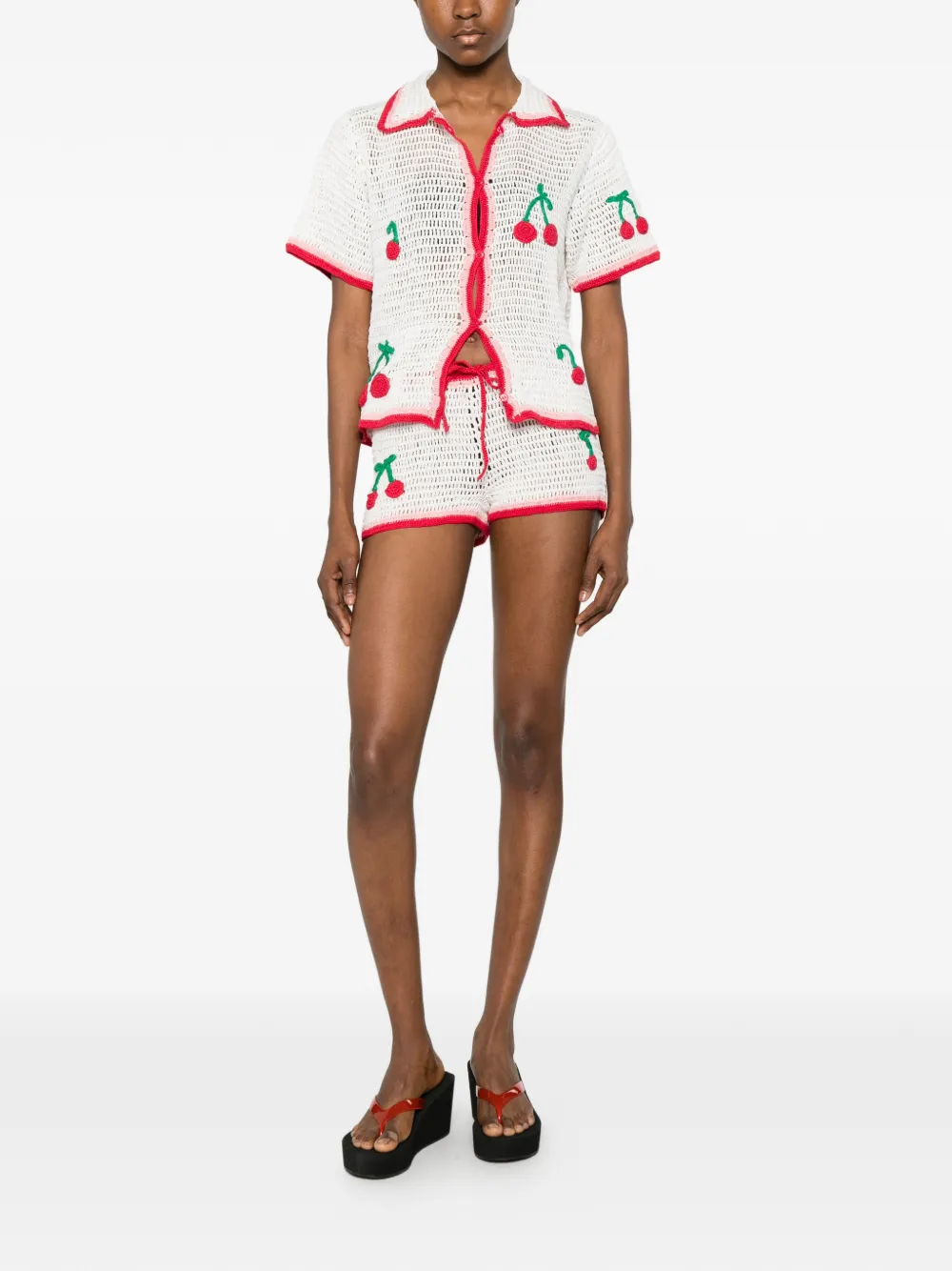 Leslie Amon La Ruby gehaakte shorts Wit
