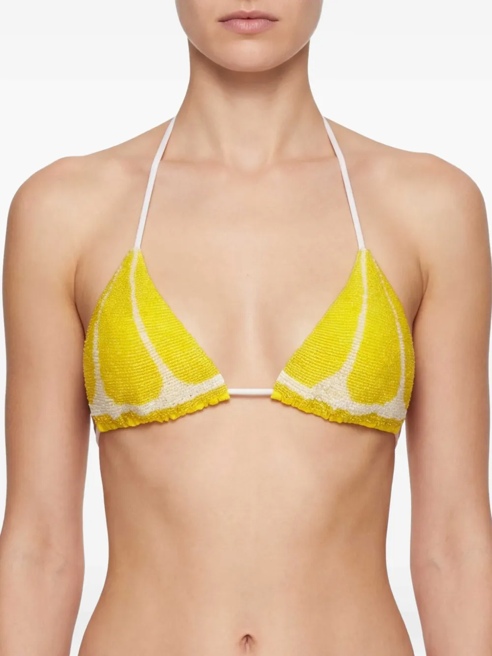 Leslie Amon Lemon Slice bikinitop met kralen Geel